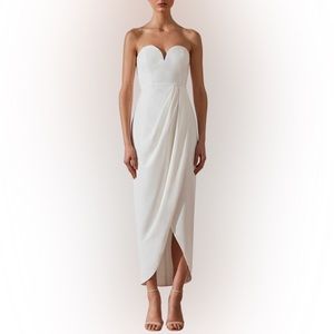 Shona Joy Core ‘U’ Bustier Draped Dress in Ivory, Size 4, New with Tags